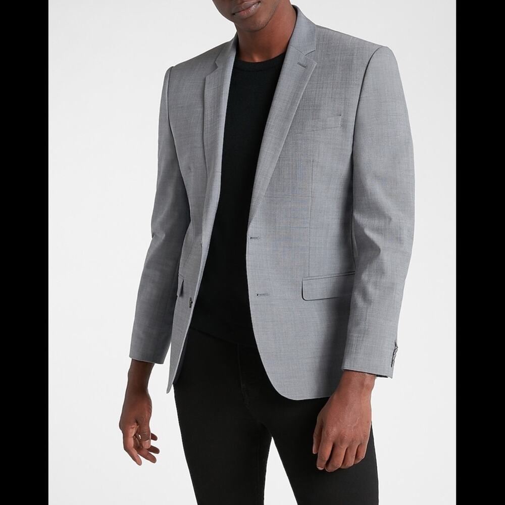 Classic Solid Gray Wool-Blend Suit Jacket - image 2